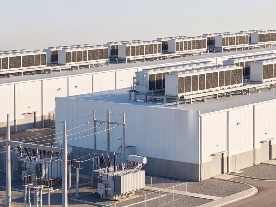 Aircraft over a data center